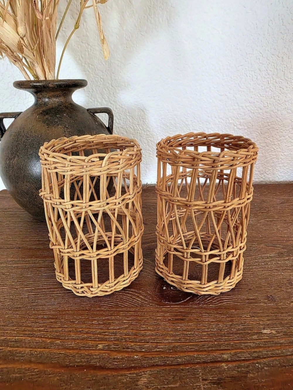 Vintage Lenox Wicker Rattan Candle Holder